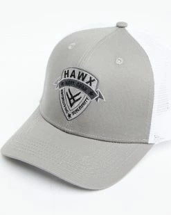 Hawx Men's Grey Ribbon Logo Shield Patch Mesh-Back Ball CapĀ