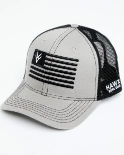 Hawx Men's Grey Embroidered Logo Flag Mesh-Back Ball Cap  -Hawx Shop 2000358368 020 P1 1