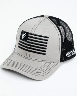 Hawx Men's Grey Embroidered Logo Flag Mesh-Back Ball Cap