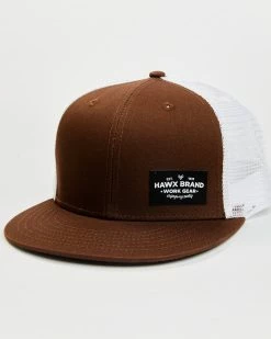 Hawx Men's Brown Small Corner Patch Mesh-Back Ball CapĀ