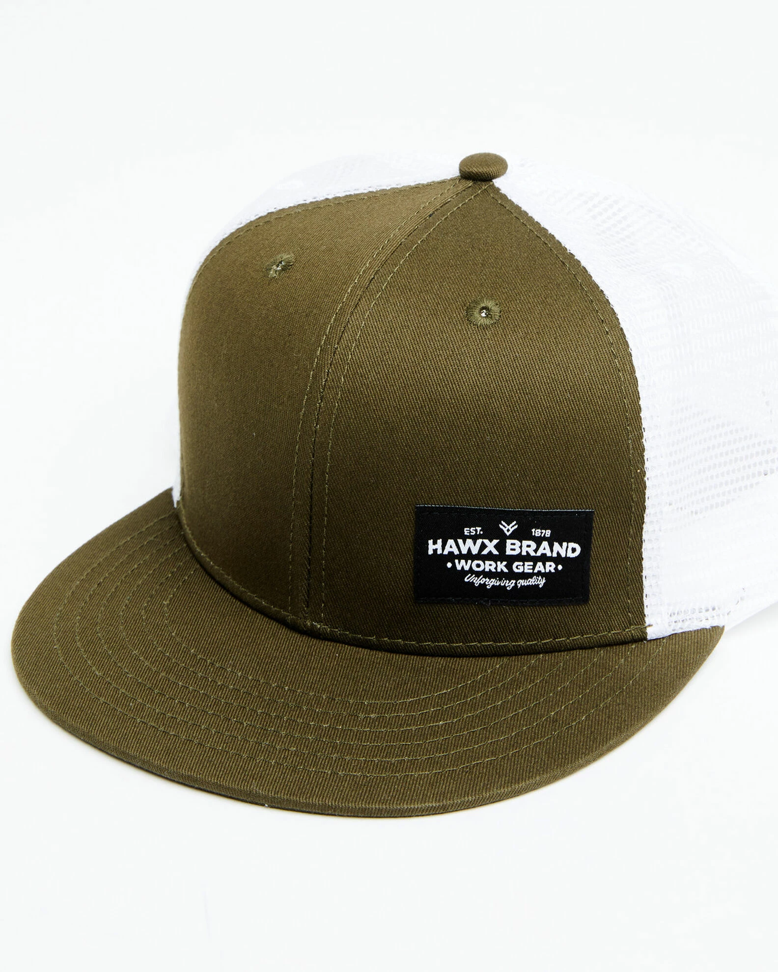 Hawx Men's Olive Small Corner Patch Mesh-Back Ball Cap 3 Hawx Men's Olive Small Corner Patch Mesh-Back Ball Cap