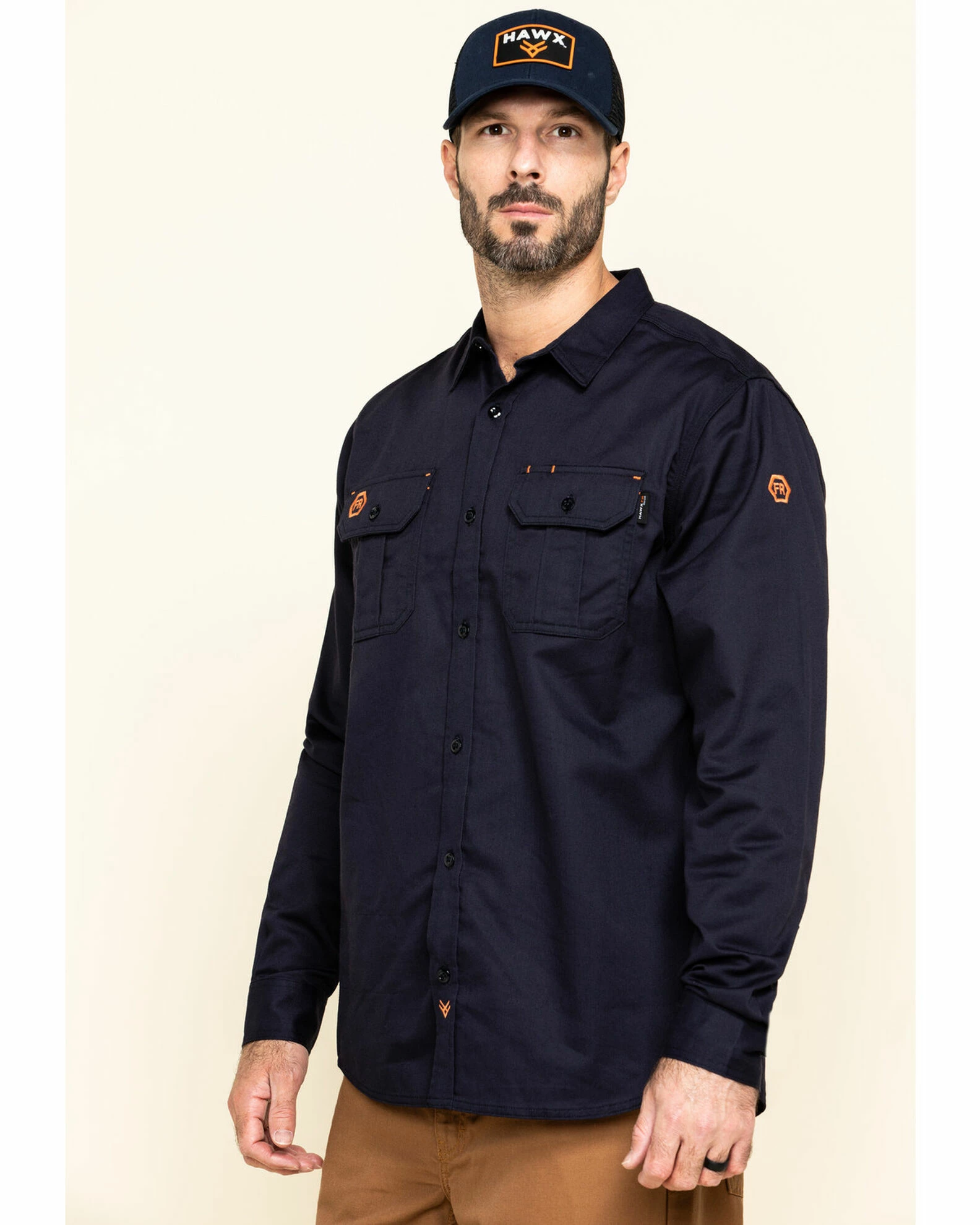 Hawx Men's FR Navy Long Sleeve Button-Down Work Shirt - Big 5 Hawx Men's FR Navy Long Sleeve Button-Down Work Shirt - Big - Image 3