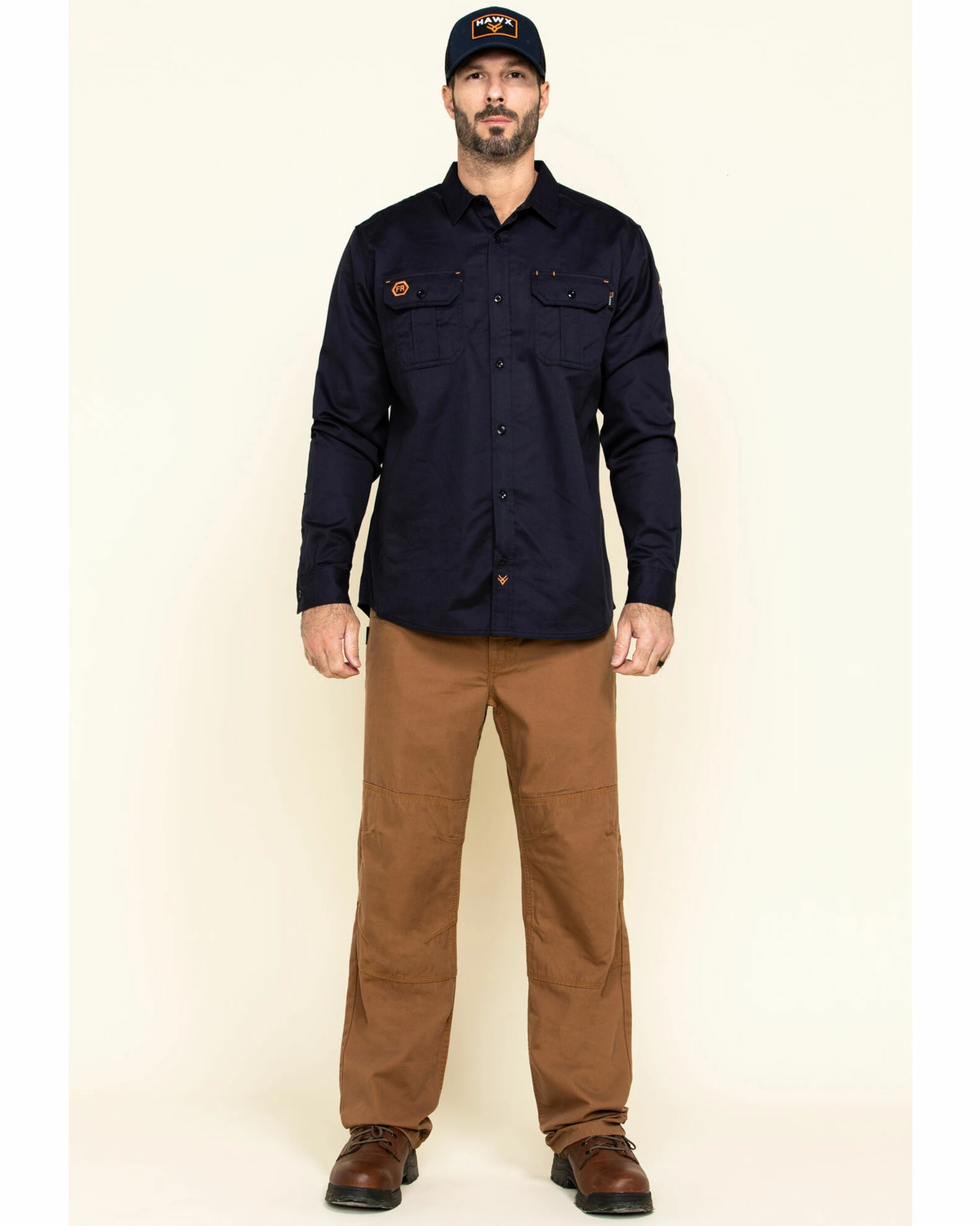 Hawx Men's FR Navy Long Sleeve Button-Down Work Shirt - Big 8 Hawx Men's FR Navy Long Sleeve Button-Down Work Shirt - Big - Image 6
