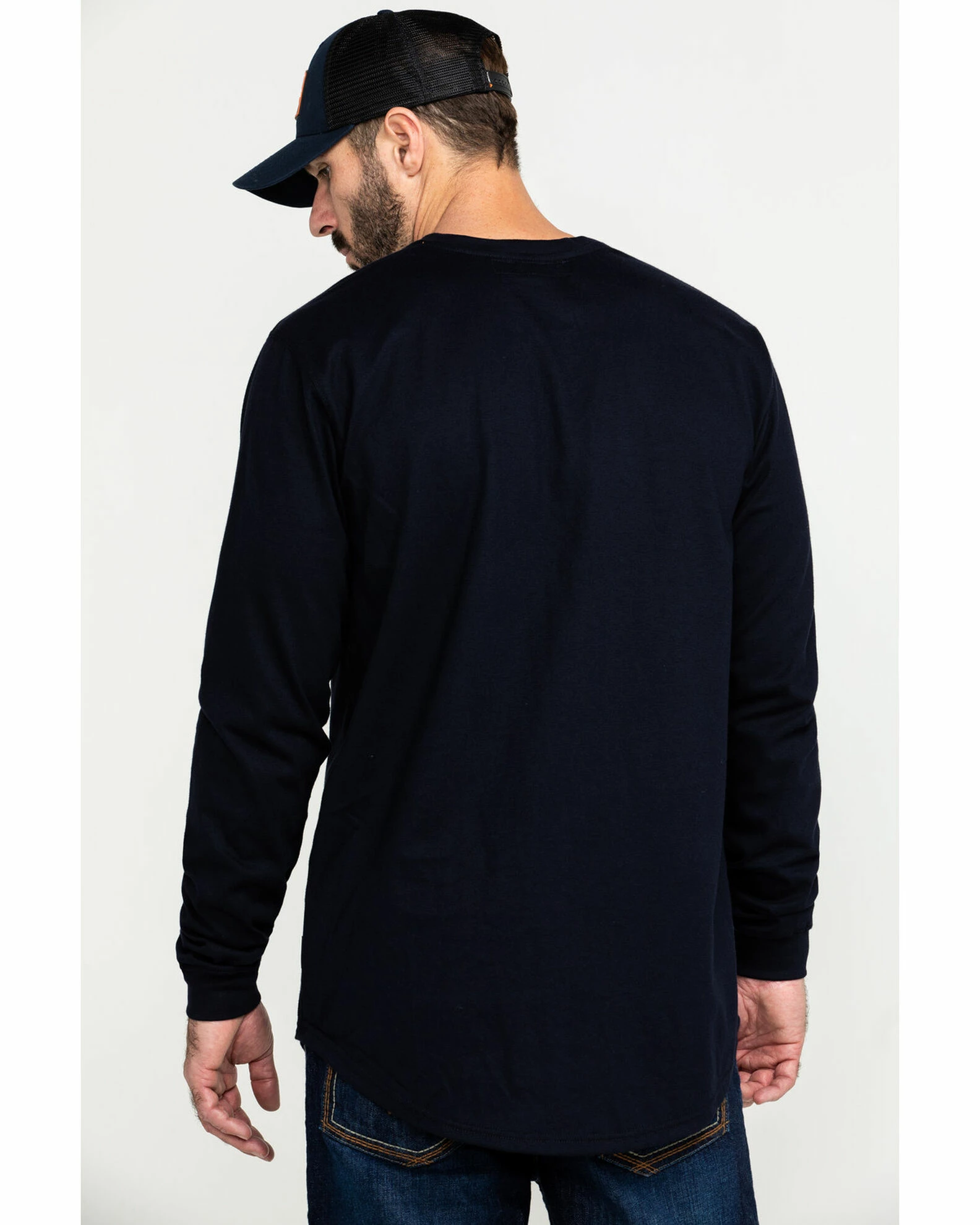 Hawx Men's FR Solid Navy Long Sleeve Pocket Henley Work Shirt - Big 4 Hawx Men's FR Solid Navy Long Sleeve Pocket Henley Work Shirt - Big - Image 2