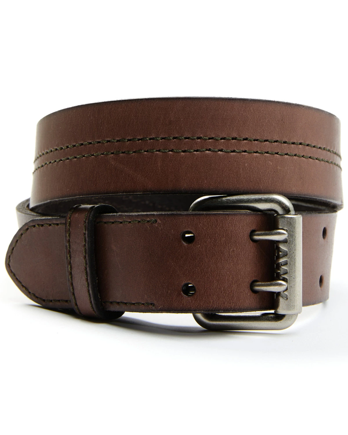 Hawx Men's Double Stitch Center Double Prong Belt Brown 5 Hawx Men's Double Stitch Center Double Prong Belt Brown - Image 3