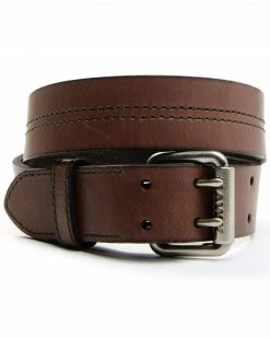 Hawx Men's Double Stitch Center Double Prong Belt Brown