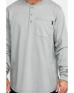 Hawx Men's FR Long Sleeve Pocket Henley Work Shirt  Medium Grey -Hawx Shop 2000365435 030 P4