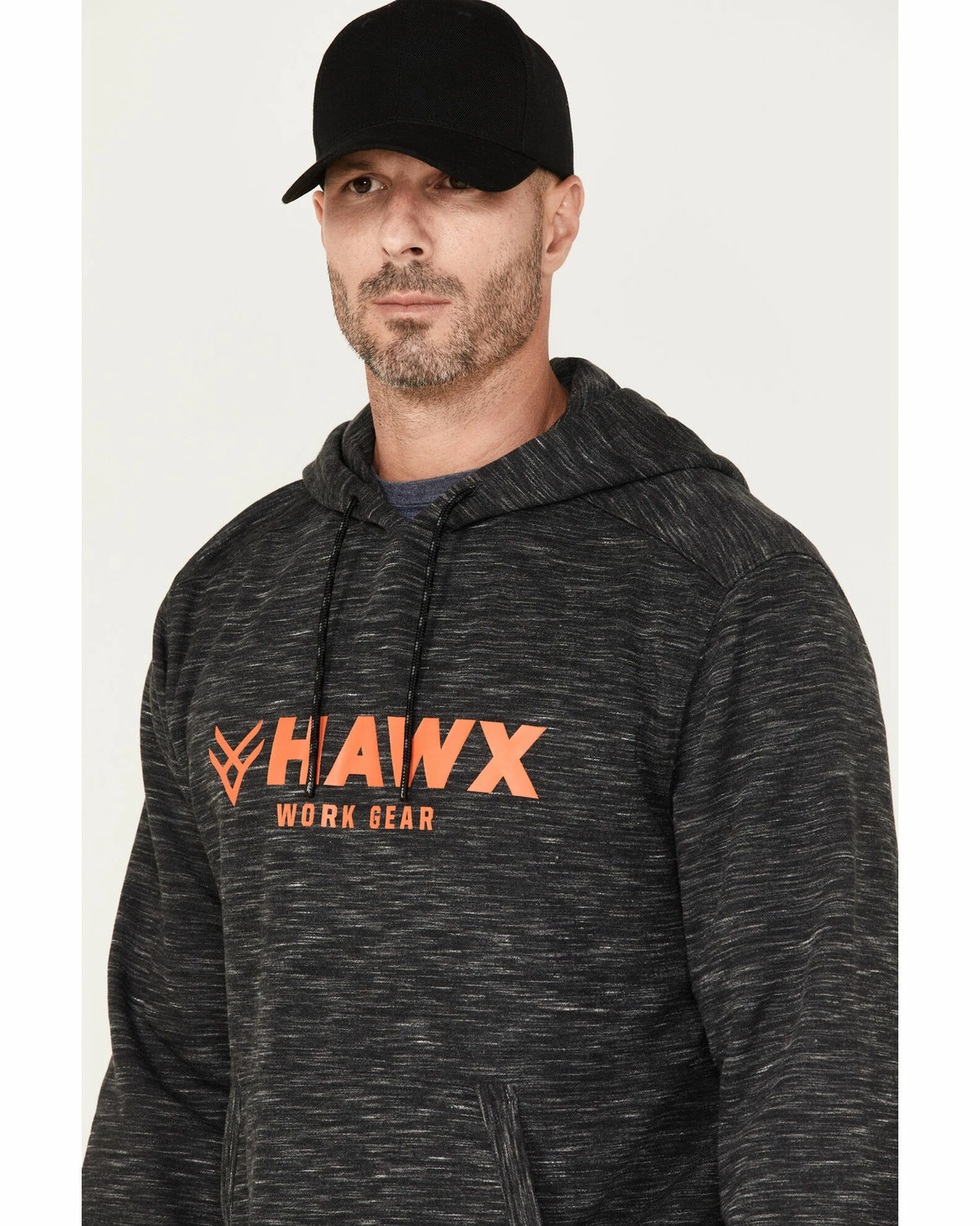 Hawx Men's Graphic Slub Pullover Hooded Work Sweatshirt Black 4 Hawx Men's Graphic Slub Pullover Hooded Work Sweatshirt Black - Image 2
