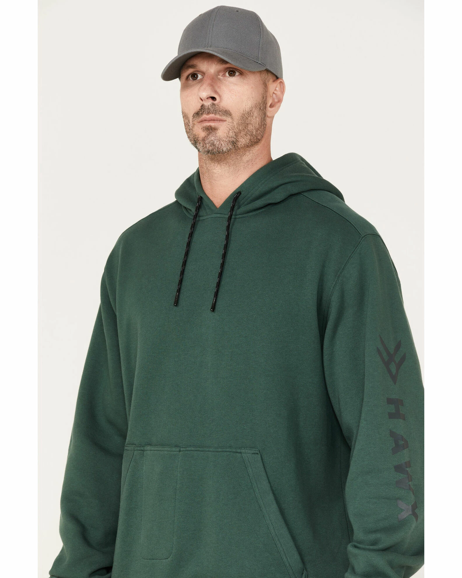 Hawx Men's Primo Logo Graphic Fleece Hooded Work Sweatshirt Dark Green 4 Hawx Men's Primo Logo Graphic Fleece Hooded Work Sweatshirt Dark Green - Image 2