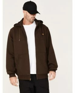 Hawx Men's Logo Quilted Hooded Zip Sweatshirt Brown