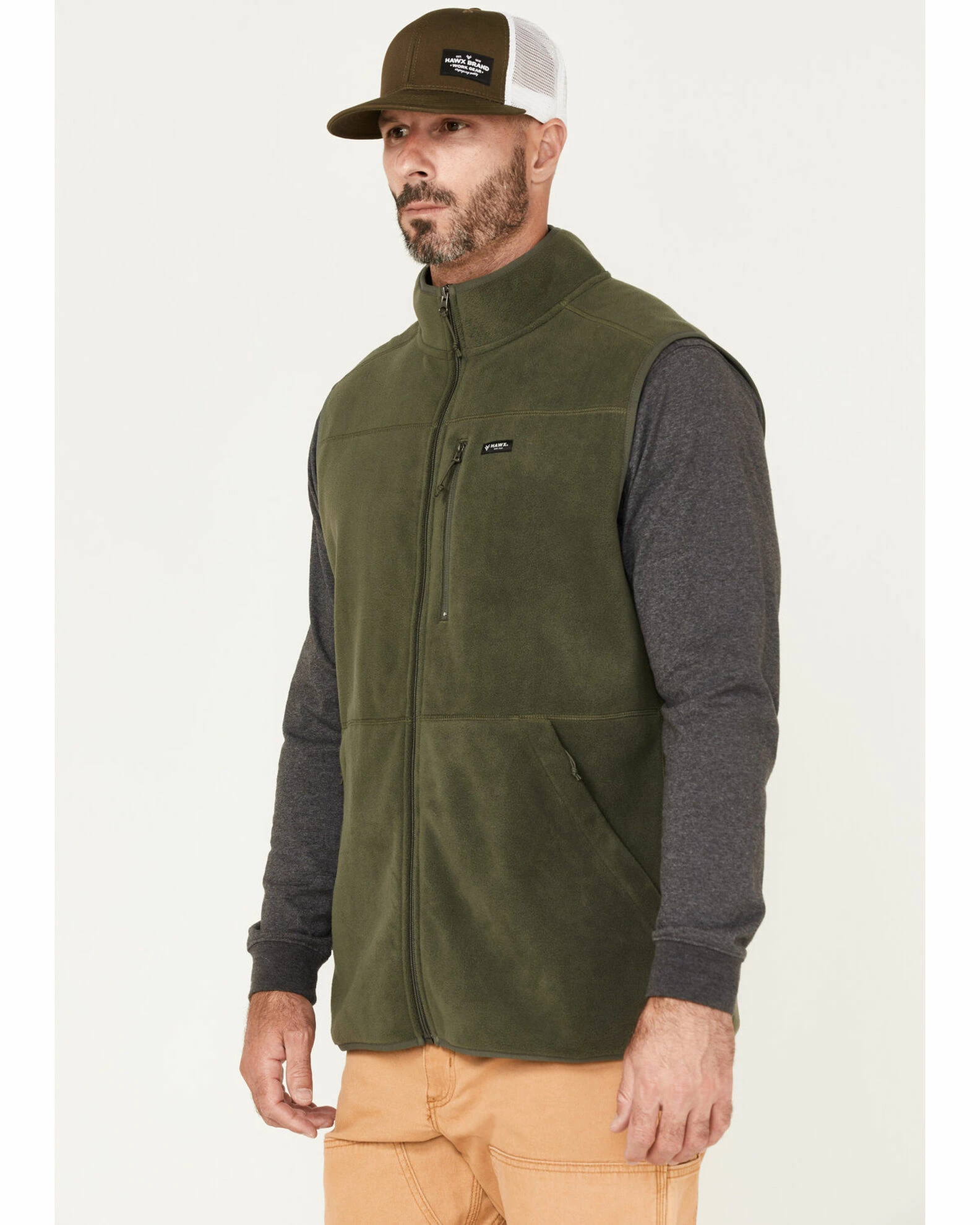 Hawx Men's Fleece Zip Vest Olive 4 Hawx Men's Fleece Zip Vest Olive - Image 2