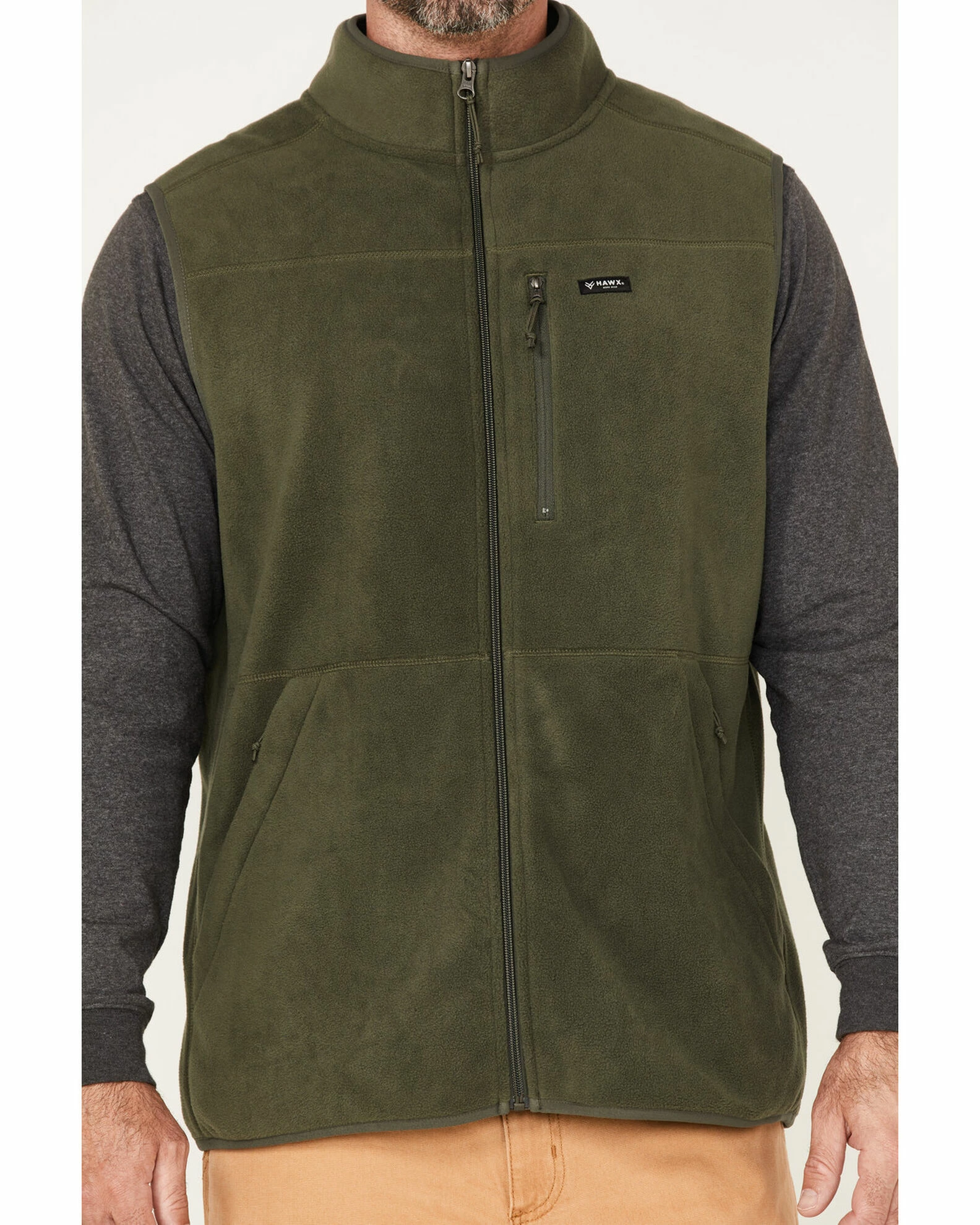 Hawx Men's Fleece Zip Vest Olive 5 Hawx Men's Fleece Zip Vest Olive - Image 3