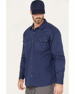 Hawx Men's Twill Western Snap Work Shirt Dark Blue