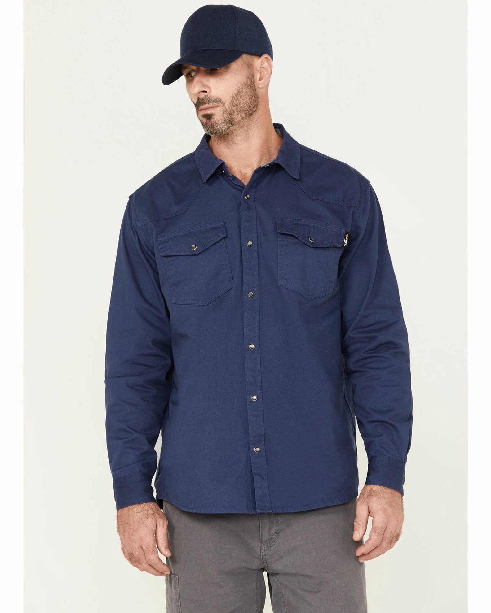 Hawx Men's Twill Western Snap Work Shirt Dark Blue 4 Hawx Men's Twill Western Snap Work Shirt Dark Blue - Image 2
