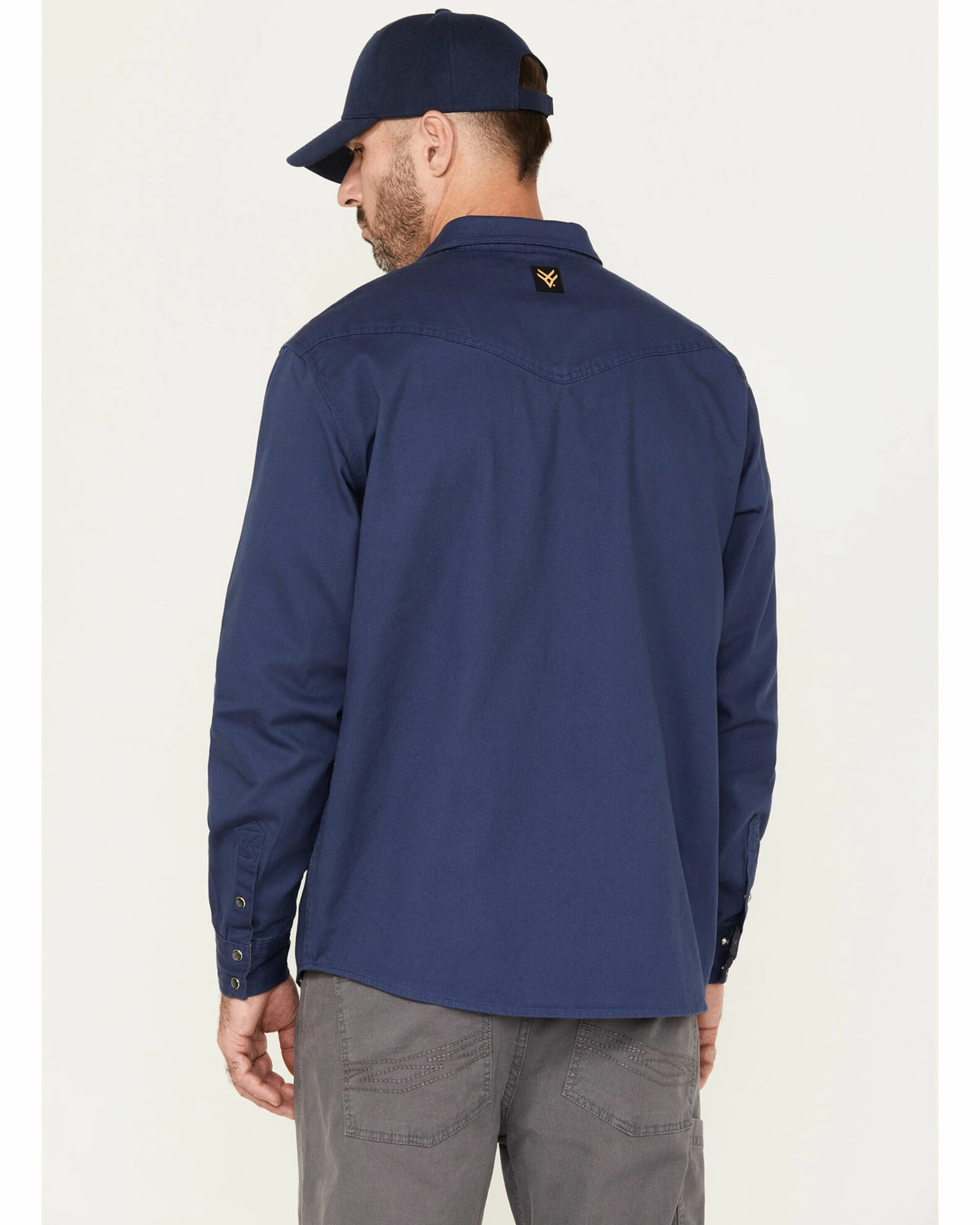 Hawx Men's Twill Western Snap Work Shirt Dark Blue 6 Hawx Men's Twill Western Snap Work Shirt Dark Blue - Image 4