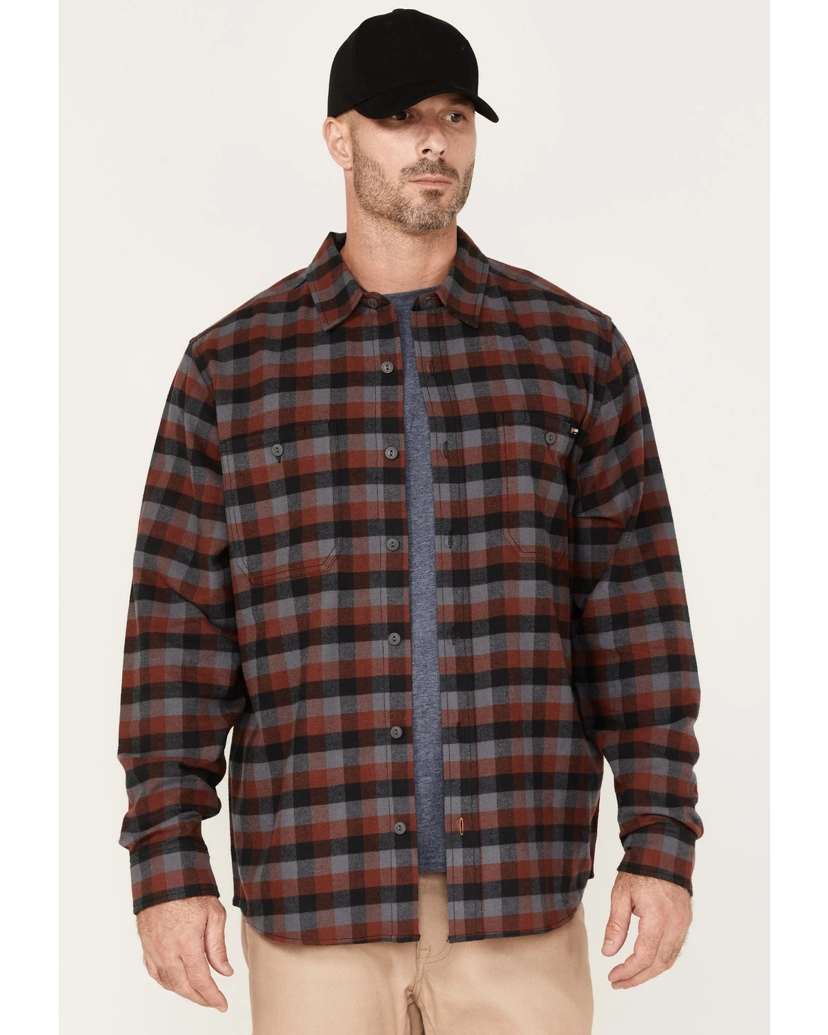 Hawx Men's Checker Long Sleeve Button-Down Flannel Burgundy 7 Hawx Men's Checker Long Sleeve Button-Down Flannel Burgundy - Image 5