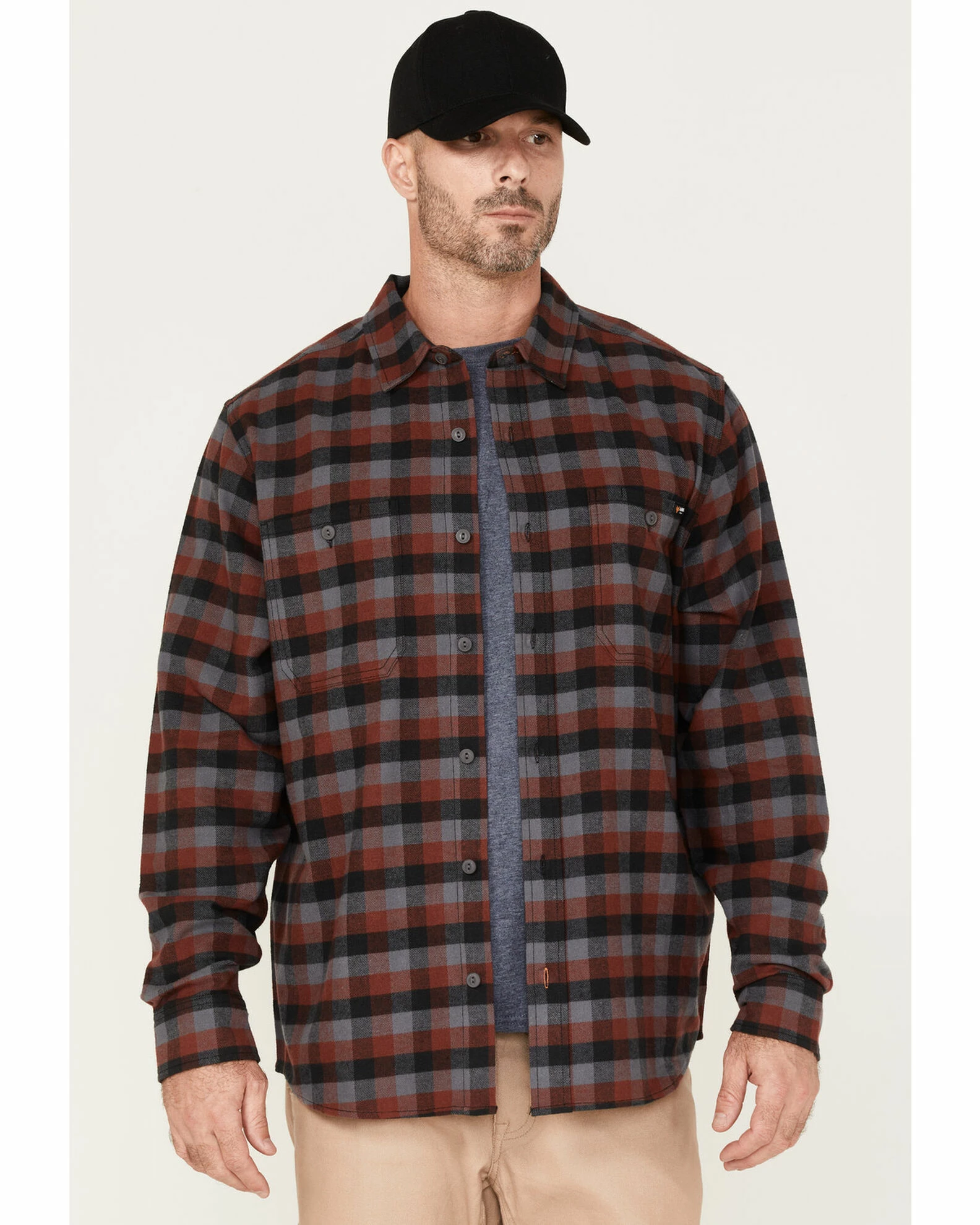 Hawx Men's Checker Long Sleeve Button-Down Flannel Burgundy 3 Hawx Men's Checker Long Sleeve Button-Down Flannel Burgundy