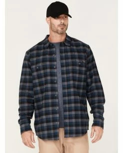 Hawx Men's Checker Long Sleeve Button-Down Flannel Dark Blue
