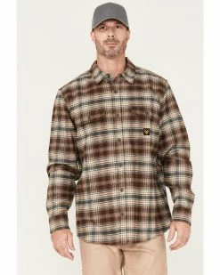 Hawx Men's Plaid Button-Down Flannel Work Shirt  Brown