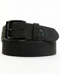 Hawx Men's Logo Tip Casual Leather Belt Black